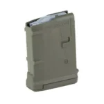 Magpul PMAG M3 olive drab magazine, angled side view with compact textured body