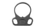 Doublestar Corp. ambi loop end plate in black, front view with large center ring and two loops