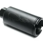 Noveske KX3 flash suppressor, black angled side view with flared front opening