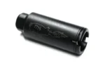 Noveske KX5 flash suppressor, black angled side view with flared front opening