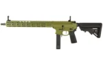 Noveske Gen4 N9 9mm 16in MLOK 32R Green, green and black firearm in full side view