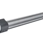 Noveske SPR BBL silver angled side view with longitudinal fluting, gas block and black extension