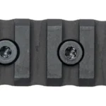 NOVESKE RAIL SECTION M-LOK 4 SLOT, black four-slot rail with two screws, top view