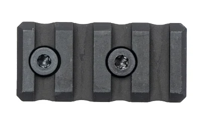 NOVESKE RAIL SECTION M-LOK 4 SLOT, black four-slot rail with two screws, top view