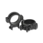 Burris Signature High 30mm Zee Rings, matte black pair in angled views with mounting hardware