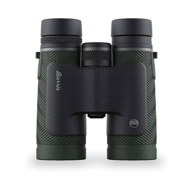 primary-1812 Burris Droptine HD binocular in green and black, front view with textured barrels