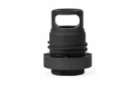 Yankee Hill Machine Co YHM MINI QD MUZZLE BRAKE, black front angled view with rectangular port