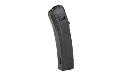 primary-18154 Patriot Ordnance Factory MAG POF PHOENIX 9MM 10RD black curved magazine, angled side view