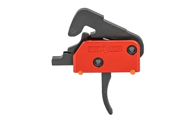 Patriot Ordnance Factory POF Drop In Trigger, red and black side view with curved trigger
