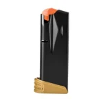 FN America MAG FN REFLEX upright view with black body, FDE baseplate and orange follower
