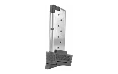 primary-18174 FN America MAG FN 503 black and silver magazine, angled side view with witness holes and textured base