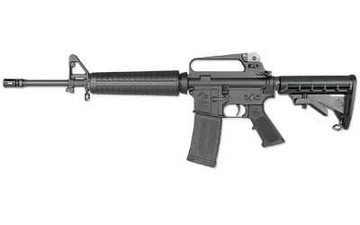 Rock River Arms RRA LAR-15 A2 MID black rifle, right-side view with carry handle and stock