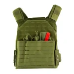 NCSTAR LSR PLATE CARRIER MED-2XL GRN green carrier, front view with MOLLE webbing and pouch