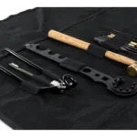 NCSTAR AR GUNSMITHING TOOL ROLL BLK, open black tool roll with rods, wrench and hammer