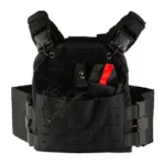NCSTAR QR LC Plate Carrier, black front view with shoulder straps and MOLLE webbing