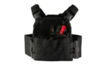 NCSTAR QR LC Plate Carrier, black front view with shoulder straps and MOLLE webbing