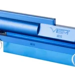 NCSTAR AR10 UPPER RECEIVER BLOCK blue metal block with pins, angled side view