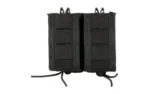 High Speed Gear HSGI Duty Double Pistol TACO, black front view with twin pouches and shock cords