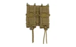 High Speed Gear HSGI DOUBLE PISTOL TACO MOLLE COY, front view of two coyote pouches with pull cords