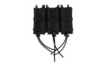 High Speed Gear HSGI TRIPLE PISTOL TACO MOLLE BLK, front view of three black pouches with lacing