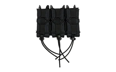primary-18237 High Speed Gear HSGI TRIPLE PISTOL TACO MOLLE BLK, front view of three black pouches with lacing