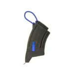 NCSTAR AK Magazine Speed Loader in black, angled side view with blue pull loop and tab