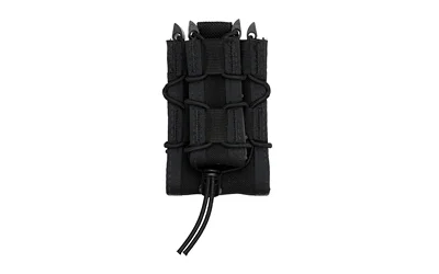 High Speed Gear HSGI DOUBLE DECKER MOLLE BLK, black front view with elastic cord retention