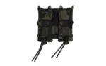 High Speed Gear HSGI DOUBLE PISTOL TACO MOLLE MCB, multicam black front view with cords
