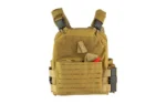 NCSTAR QR LC PLATE CARRIER 2XL TAN, tan front view with shoulder straps, webbing and cummerbund