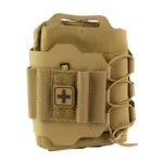 High Speed Gear HSGI REFLEX IFAK SYSTEM COY BRN, front view with medical cross patch and cords