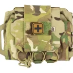 High Speed Gear HSGI REFLEX IFAK SYSTEM MULTI CAM, front view with cross patch and elastic cords