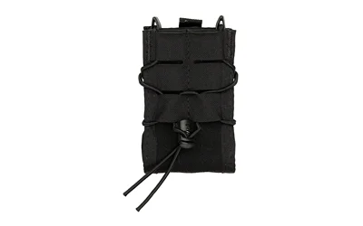 primary-18290 High Speed Gear HSGI RIFLE TACO MOLLE BLK, black front view with elastic cord and MOLLE straps
