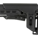 NCSTAR STOCK CHK RISER MIL SPEC BLK, black adjustable stock in right-side view with cheek riser