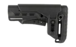 NCSTAR STOCK CHK RISER MIL SPEC BLK, black adjustable stock in right-side view with cheek riser