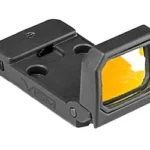 NCSTAR FLIPDOT M2 RED DOT BLACK black optic, front angled view with amber-tinted lens