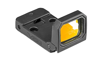 NCSTAR FLIPDOT M2 RED DOT BLACK black optic, front angled view with amber-tinted lens