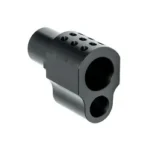GROVTEC G-COMP 1911 COMPENSATOR black, angled front view with round top ports and two openings