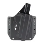 Bravo BCA Glock 48 MOS OWB RH holster, black rear view with molded shell and belt loops