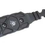 ODIN WORKS M-LOK TO ARCA 3 WAY RAIL black angled view with two screws and textured panels