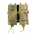 High Speed Gear HSGI GEN 2 DBL PISTOL TACO MC, multicam front view with twin pouches and cords