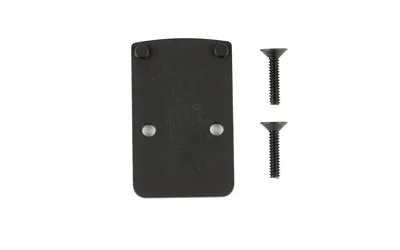 REPTILIA ROF 2.5MM RMR RISER BLK top view of black rectangular riser plate with two screws