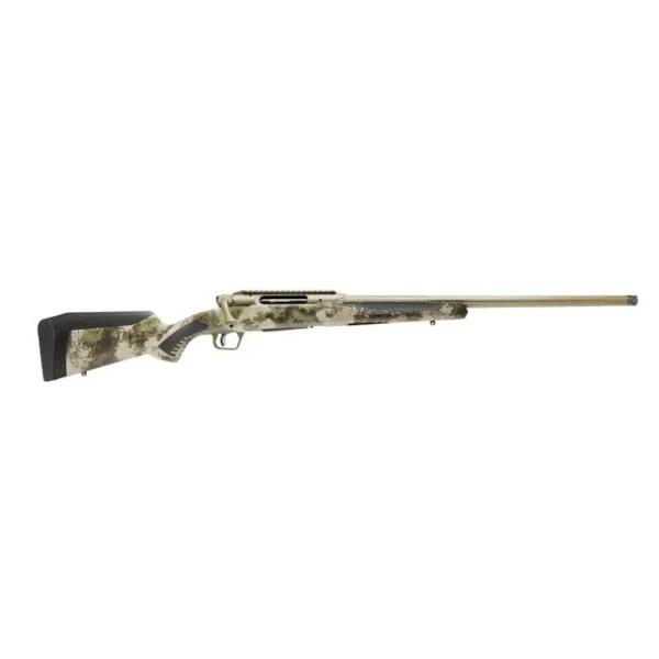 Savage Arms Impulse Big Game Rifle in right-side view with woodland camo stock