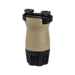 SAMSON M-LOK VERT GRIP SHRT STD FDE, tan and black angled view with flared base