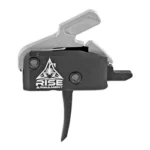 RISE HIGH PERFORMANCE TRIG AWP BLK side view with black housing, silver hammer and curved trigger