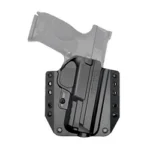 BRAVO BCA S&W M&P 9/40 OWB holster, black front view with belt loops and molded shell