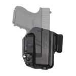BRAVO TORSION FOR GLK 26 IWB BLK RH black holster, front view with belt clip and gray pistol outline