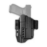 BRAVO TORSION LB FOR GLK 19 X300 RH black holster, front view with belt clips and gray pistol outline