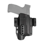 BRAVO TORSION LB M&P 9/40 X300 RH black holster, front view with belt clips and gray pistol outline