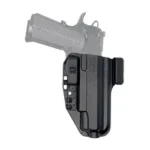 BRAVO TORSION 1911 IWB black right-hand holster, front view with belt clip and pistol outline