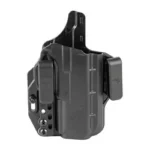 Bravo Torsion Hellcat Pro IWB RH black holster, angled front view with belt clip and hardware